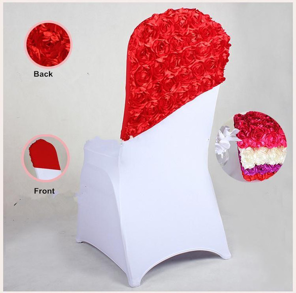 New Arrival Elegant Rose Flower Chair Cover Cap Chair Sash Sashes Wedding Banquet Chair Covers Hotel Decoration Decor Free Shipping