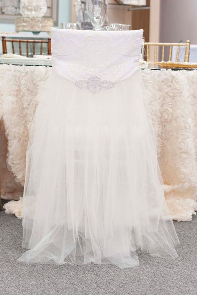 Custom Made Crystals Sequined Lace Wedding Chair Covers Beautiful Cheap Wedding Party Decorations Vintage Chair Sashes Supplies C05