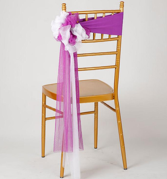 organza chair covers multicolor wedding decorations professional party supplies reusable bowknot Gauze chair sashes WQ31