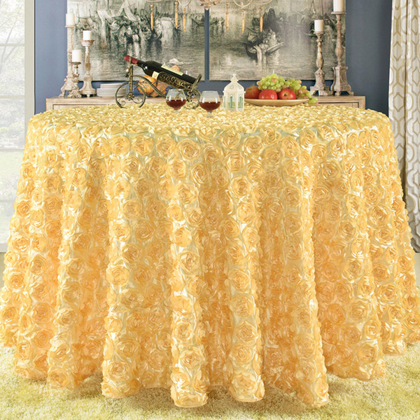 Gold 3D Rose Flowers Tablechoth Square Fashion Chair cover Fabric Custom size wedding Decorations Modern Table Cover