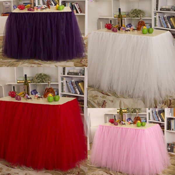 2015 Wedding Tutu Table Skirt 91.5 cm*80 cm Pink White Purple Red Tulle Tutu Table Skirts for Banquet and Party