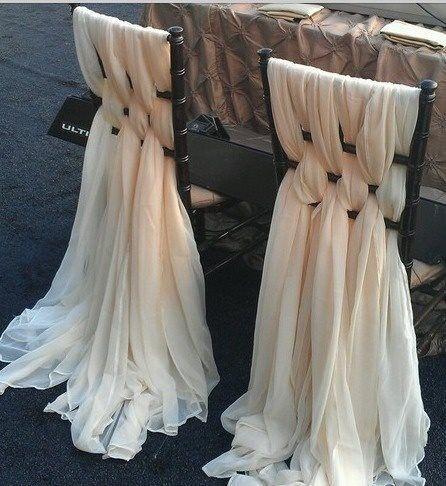 New Arrival 30D Chiffon Ivory Chair Sashes for Wedding Party 6 Piece/Set Width 1.5M Length 2M