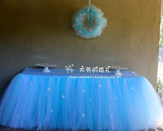 Cheap Wedding Tulle Tutu Table Skirt Custom Made Color /Size Blue Yellow Pink Purple Princess Baby Shower Birthday Party Table Skirt