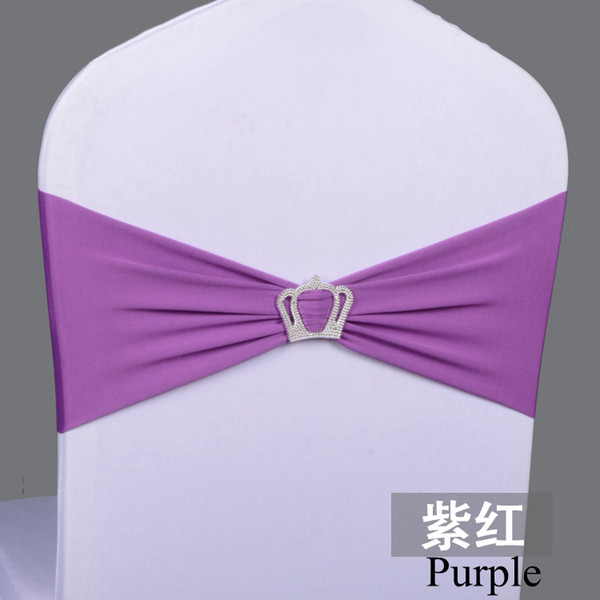 Purple Stretch Spandex Chair Bows Chair Bands With Buckle Chair Sash Buckles Wholesale Chair Sashes For Weddings