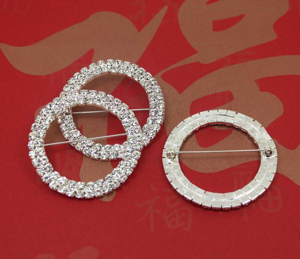 Factory Price 50pcs/lot DIA50mm 2Rows Round Chair Sash Buckle Made Of Czech Rhinestone Customized Size Available
