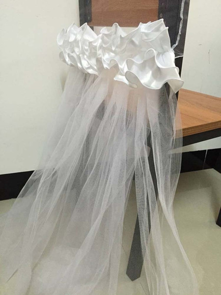 White Organza Wedding Chair Covers Floral Chair Covers Chair Dresses Chair Sashes Party Banquet Chair Covers Wedding Accessories Decoration