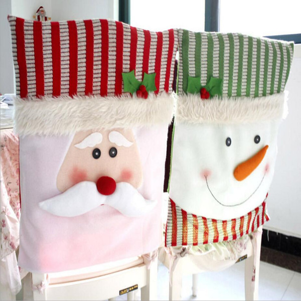 Red Non-woven Christmas Santa Claus chair covers decorations green snowman chair sash for hotel restaurant holiday chair covers accessories