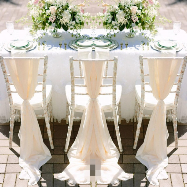 Romantic Chiffon Wedding Chair Sashes Handmade Celebration Birthday Party Event Chair Covers Decor Wedding Chair Sashes Bows 150*50 CM