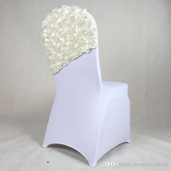 High Quality 3D Rose Flower Chair Cover Cap Chair Sash Sashes Wedding Banquet Chair Covers Hotel Decoration Decor Free Shipping