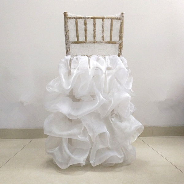 Lace Organza Weddding Chiavari Chair Cover Romantic Ruffled Wedding Chair Decor Engagement Party Accessories Custom Made