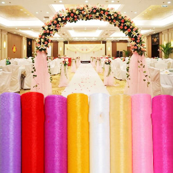 12 Colors Fashion Ribbon Roll Organza Tulle Yarn Chair Covers Accessories For Wedding Backdrop Curtain Decorations Supplies 50m/roll