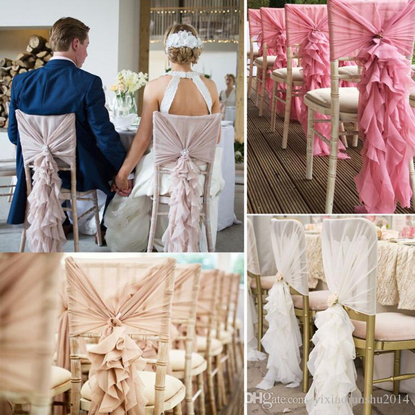 Ivory Chair Sash for Weddings with Big 3D Organza Ruffles Delicate Wedding Decorations Chair Covers Chair Sashes Wedding Accessories