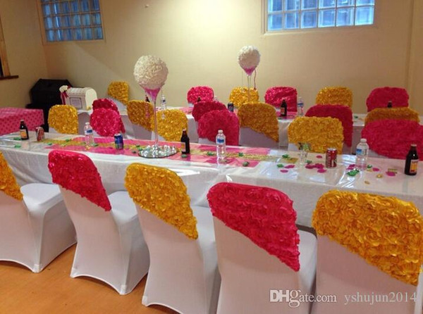 Fuchsia Purple Finished Product Chair Hat Sashes for Beach Wedding Party Decorations 3D Rose Celebrations Decor Banquet Supply Chair Sash