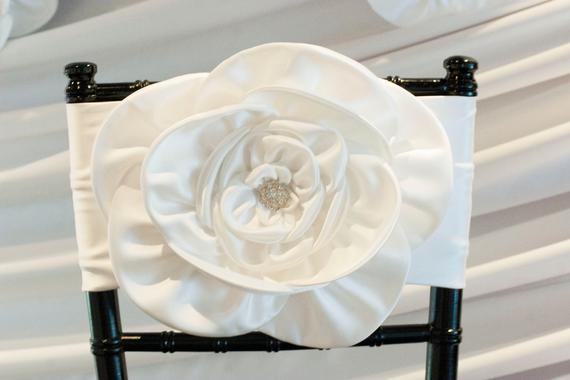 Custom Made Flower Satin Crystals Wedding Chair Covers Beautiful Cheap Wedding Party Decorations Vintage Chair Sashes Supplies C05