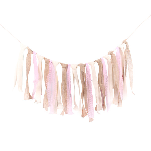 1.85m Lace Burlap Tassels Bunting Banner Garland Party Favors Supplies Decorations