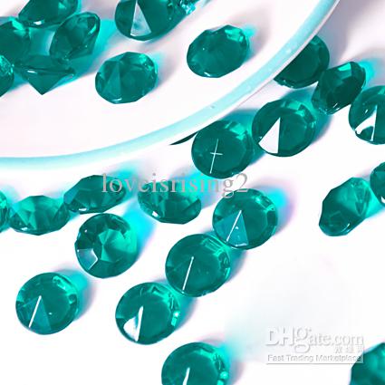 Tracking Number-500pcs 10mm (4 Carat) Teal Blue Faux Acrylic Crystal Diamond Confetti Table Scatter Wedding Favors Party Decoration