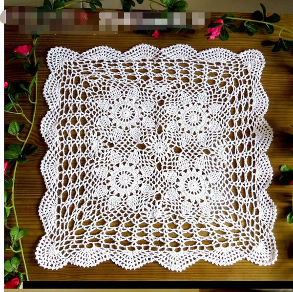 Crochet square on sales, handmade table overlay, Vintage crochet table mat, Crochet beige table for home decor Wedding Supplies