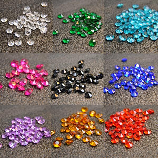 10mm Diamond Confetti Decorations Table Scatter Acrylic Crystal Beads Gems Wedding Party Stage Decor Black Green Pink 1set=1bag=2000pcs