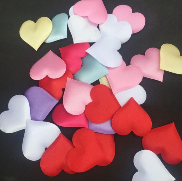 cheap ! 100pcs Fabric Heart dia 3.5x3.5cm / 2x1.5cm Wedding Party Confetti Table Decoration birthday party Decorative Supplies