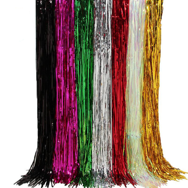 4 Pcs/lot 1Mx2M Shimmering Gold Silver Metallic Tinsel Curtain Room Background Party Stage Wedding Decoration Backdrop