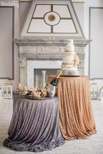 Sequin Wedding Table Cloths Custom Size for Your Table Shiny Tablecloths Gold and pink cake table ideas Wedding Party Decorations