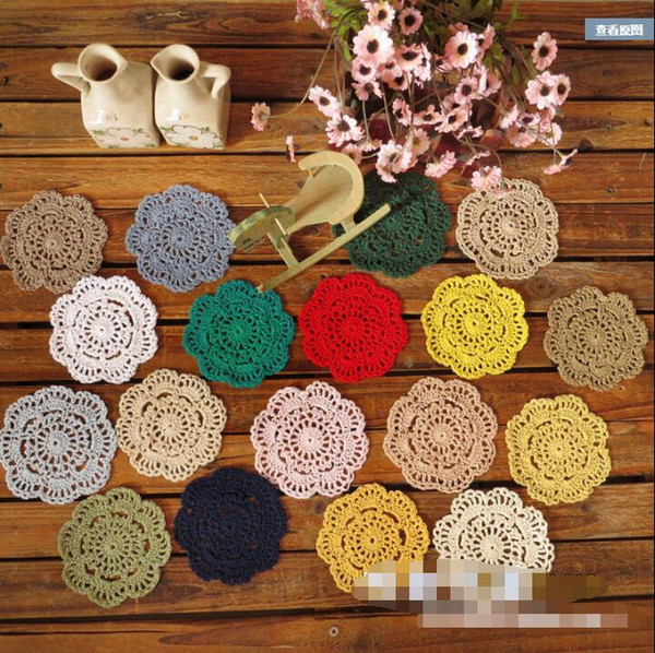 20pcs 9-10cm Crocheted Doilies Placemats for Wedding Crochet applique decor White Cup Mat Tablecloth mats Vintage Coaster Pads Disc