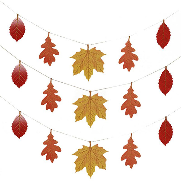 3PCS 5.91ft Thanksgiving Banner Maple Leaves Hanging Banner Party Banner Thanksgiving Accessories