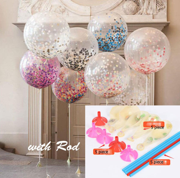 Wholesale 12-inch Round Transparent Balloon 2018 New Hot Wedding Layout Large Confetti Balloons for Wedding Party Birthday Party