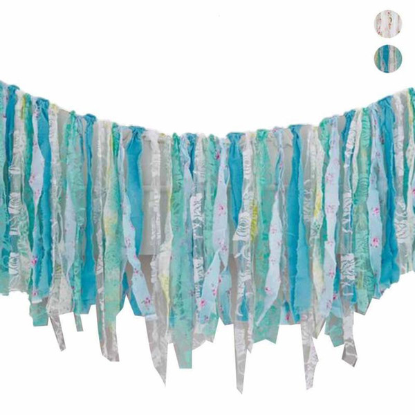 Birthday Party Wedding Decoration Tissue Lace Cotton Flag Tassels Garland Tassels Bunting Romantic Vintage Lace Banner Flag