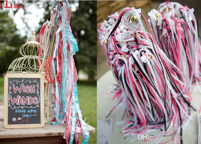 TWIRLING RIBBON STREAMERS WEDDING EVENTS FAVOR RIBBON STICKS / WANDS WITH BELLS CONFETTI Wedding Party Decoration Practical Favors XMAS