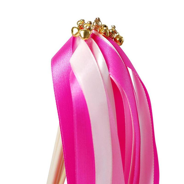 10pcs Multicolor Wedding Ribbon Wands/Stick Fairy Wand With Gold Bell Twirling Streamers Wedding Birthday Festive Party Supplies