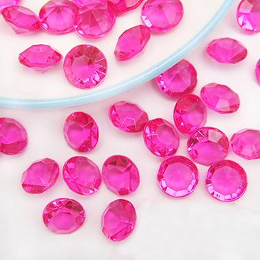 Tracking Number-500pcs 10mm (4 Carat) Fuchsia Faux Acrylic Crystal Diamond Confetti Table Scatter Wedding Favors Party Decoration