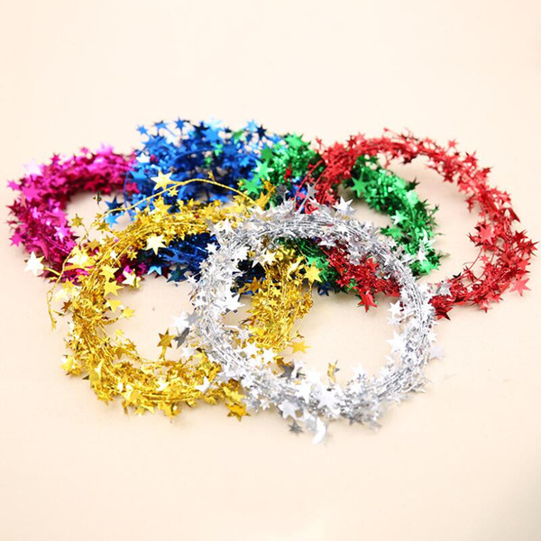 10 Pcs/lot 7.5 Meters Multicolor Star Rattan Garland Bunting Banner Streamers Christmas Tree Birthday Party Hanging Decoration