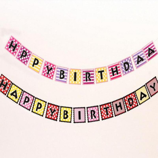 20sets Happy Birthday Banner Party Decorations Diy High Quality Paper Card Hanging Bunting Children Teenage Celebrative Party