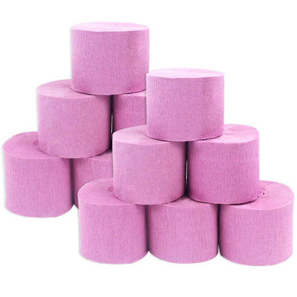 wholesale 12 Rolls Pink Crepe Paper Streamers Pink Streamers for Birthday ,Class Party,Thanksgiving, Christmas decoration