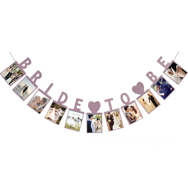 Bride Photo Frame paper Flag Party bell garland Decoration Banner Bunting for wedding event