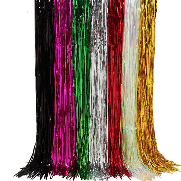 100*200cm 3pcs/lot Colorful Fringed Curtain Ribbon Streamers Shiny Curling Banner Wedding Happy Birthday Party DIY Decorations