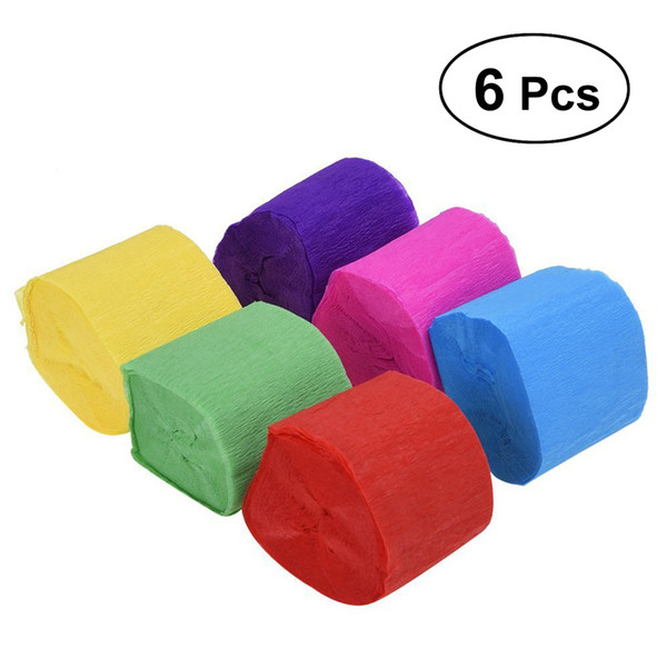 6 Rolls Streamer Paper Colorful Cost-Efficient Crepe Paper Party Streamer Paper Decor For Birthday Wedding Concert Festivals