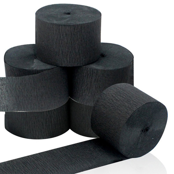 wholesale 6 rolls Black Streamers Roll Black Crepe Paper Streamers for Various Birthday Party Wedding Festival Party Decorations