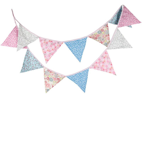 3.2 Meters Cotton Fabric String Flags Birthday Party Hanging Flags Banner for Kids Birthday Decoration Party Supplies