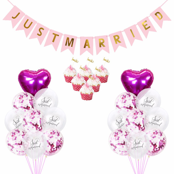 just married banner balloon topper wedding balloon banner topper