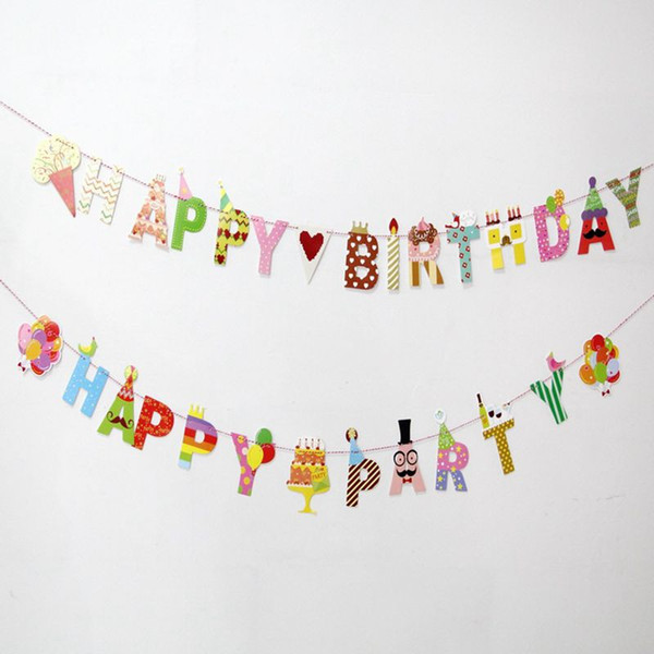 GNHYLL Birthday Party Banners Cartoon HAPPY BIRTHDAY Letter Garland Children Birthday Party Decoration kids Colorful Garland