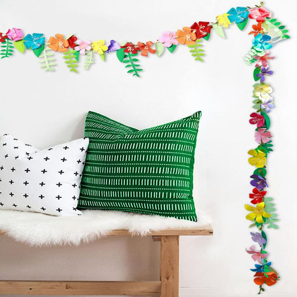 2018 New Colorful DIY Flower Garland Hanging Banner Leaves Bunting Flags Banners Summer Party Decoration