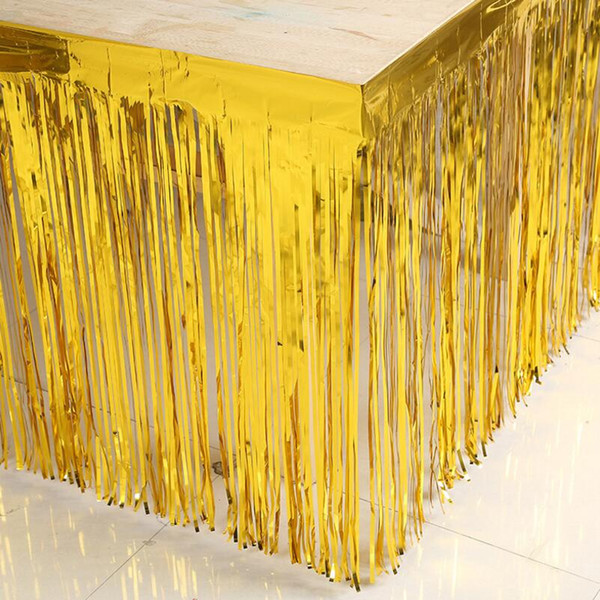 274*74cm 2 Pcs/lot Tablecloth Banquet Table Curtain Streamers Table Skirt for Wedding Birthday Party Decoration Backdrop