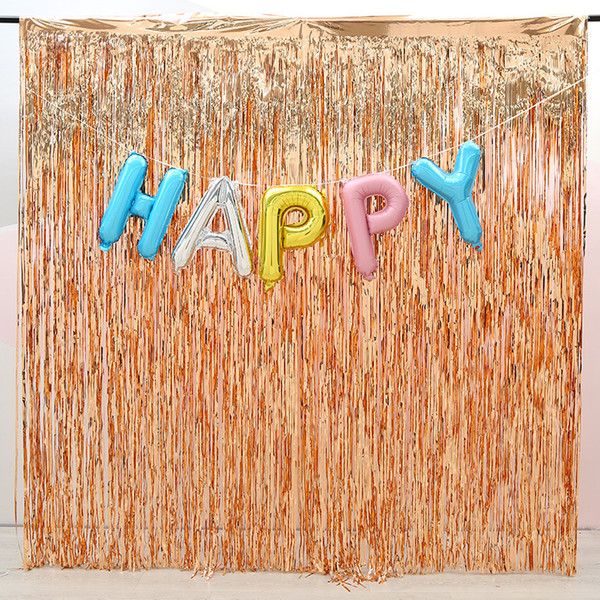 50Pcs 1*2M Rose Gold Curtain Scene Props Photo Background Birthday Shiny Rain Curtains For Wedding Road Lead/Party Background