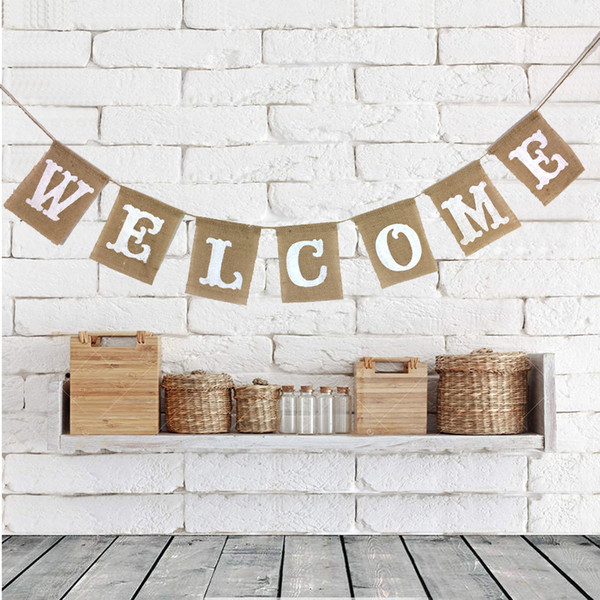 2.8 m wedding festival Parties welcome Lahua Pull flag Welcome shooting props WELCOME Linen flag