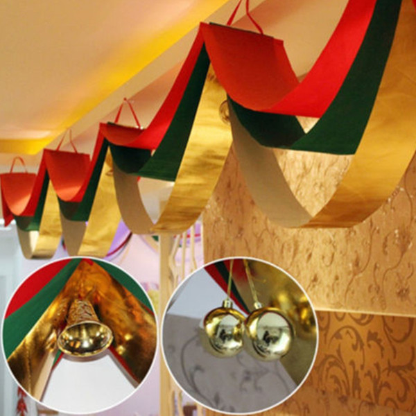 2/3/4MChristmas decoration ribbons Bells ornaments Wave flag Pennant Cotton Cloth gift home decor New year