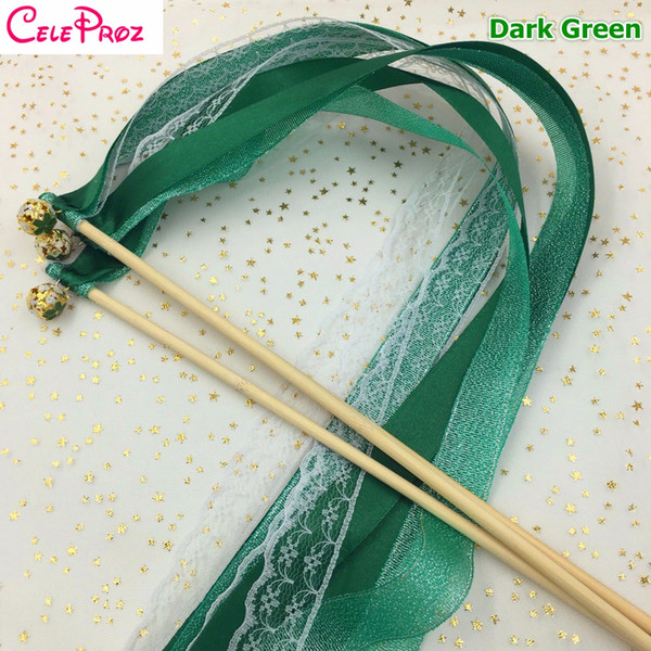 Mallard Green Wedding Glitter Ribbon Wands Lace Fairy Sticks With Bells Birthday Ribbon Wands Wedding Photo Props Party Supply