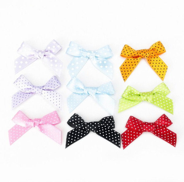 500pcs DHL Polka Dot Satin Ribbon Bows Perfect for sewing Bows Ribbon Applique Embellishment for Crafts, DIY