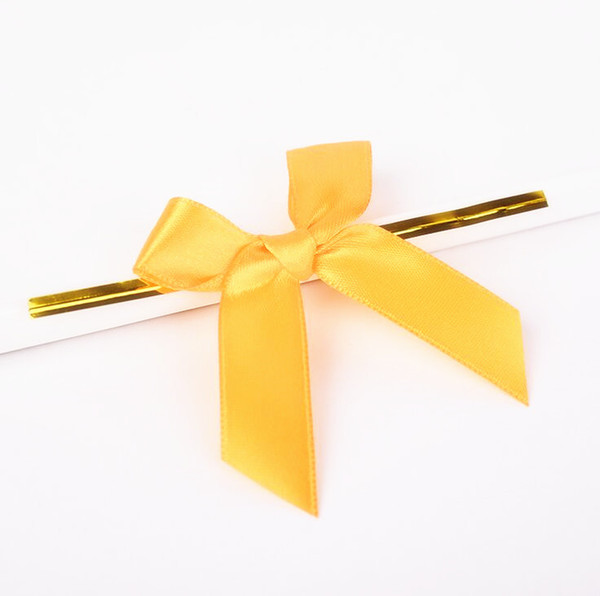 500pcs Free Bow knot twisted Ties for Candy Cello Bag Tangerian Satin Pre-Tied Bow Loops, Bows & Ribbons